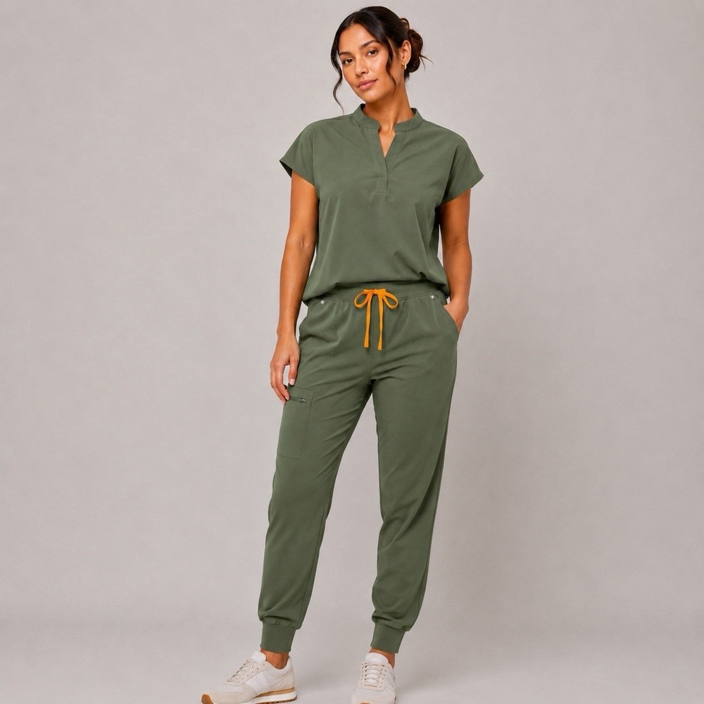 FIGS Zamora jogger scrub pants olive green technical collection women's Large